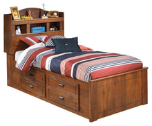 Load image into Gallery viewer, Barchan Twin Bookcase Bed with 4 Storage Drawers