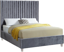 Load image into Gallery viewer, Candace Grey Velvet Full Bed