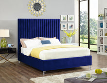 Load image into Gallery viewer, Candace Navy Velvet King Bed