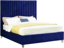 Load image into Gallery viewer, Candace Grey Velvet Queen Bed