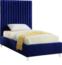 Load image into Gallery viewer, Candace Grey Velvet Twin Bed