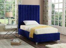 Load image into Gallery viewer, Candace Grey Velvet Twin Bed