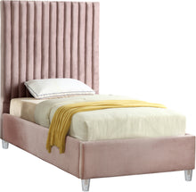 Load image into Gallery viewer, Candace Pink Velvet Twin Bed
