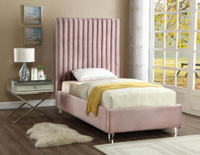 Load image into Gallery viewer, Candace Grey Velvet Twin Bed
