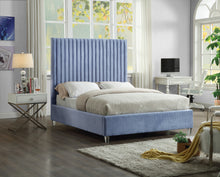 Load image into Gallery viewer, Candace Sky Blue Velvet King Bed