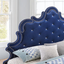Load image into Gallery viewer, Caroline Navy Velvet King Bed