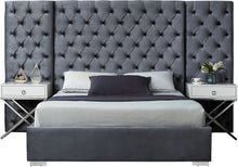 Load image into Gallery viewer, Grande Black Velvet Queen Bed