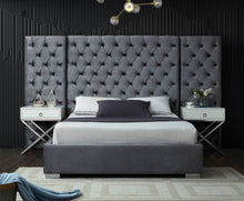 Load image into Gallery viewer, Grande Black Velvet Queen Bed
