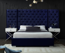 Load image into Gallery viewer, Grande Navy Velvet Queen Bed