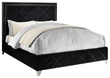 Load image into Gallery viewer, Hampton Black Velvet Queen Bed