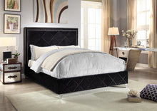 Load image into Gallery viewer, Hampton Black Velvet Queen Bed