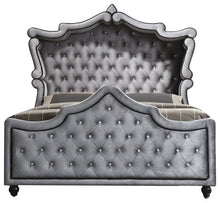 Load image into Gallery viewer, Hudson Grey Velvet King Canopy Bed