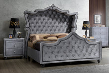 Load image into Gallery viewer, Hudson Grey Velvet Queen Canopy Bed