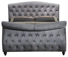 Load image into Gallery viewer, Hudson Grey Velvet Queen Sleigh Bed