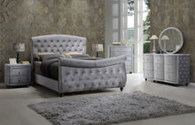 Load image into Gallery viewer, Hudson Grey Velvet Queen Sleigh Bed
