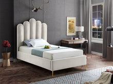 Load image into Gallery viewer, Lily Cream Velvet Twin Bed