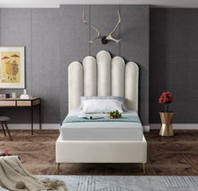 Load image into Gallery viewer, Lily Cream Velvet Twin Bed