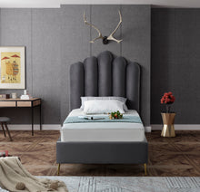 Load image into Gallery viewer, Lily Cream Velvet Twin Bed
