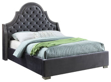 Load image into Gallery viewer, Madison Grey Velvet Queen Bed