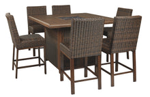Load image into Gallery viewer, Paradise Trail Signature Design Pub Table 7-Piece Outdoor Bar Table Set