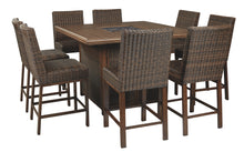 Load image into Gallery viewer, Paradise Trail Signature Design Pub Table 9-Piece Outdoor Bar Table Set