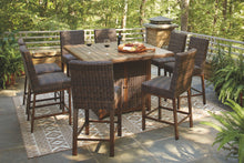 Load image into Gallery viewer, Paradise Trail Signature Design Pub Table 9-Piece Outdoor Bar Table Set