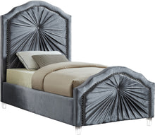 Load image into Gallery viewer, Rosie Grey Velvet Twin Bed
