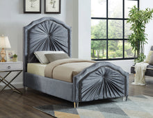 Load image into Gallery viewer, Rosie Grey Velvet Twin Bed