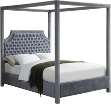 Load image into Gallery viewer, Rowan Grey Velvet Queen Bed