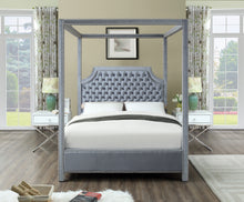 Load image into Gallery viewer, Rowan Grey Velvet Queen Bed