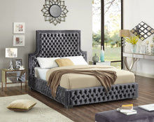 Load image into Gallery viewer, Sedona Black Velvet Queen Bed