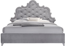 Load image into Gallery viewer, Sophie Grey Velvet Queen Bed