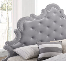 Load image into Gallery viewer, Sophie Grey Velvet Queen Bed