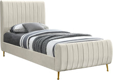 Load image into Gallery viewer, Zara Cream Velvet Twin Bed
