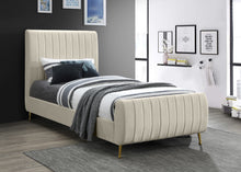 Load image into Gallery viewer, Zara Cream Velvet Twin Bed