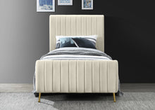 Load image into Gallery viewer, Zara Cream Velvet Twin Bed