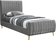 Load image into Gallery viewer, Zara Cream Velvet Twin Bed