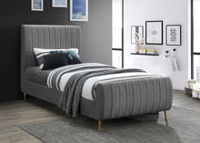 Load image into Gallery viewer, Zara Cream Velvet Twin Bed