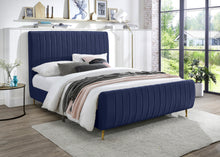 Load image into Gallery viewer, Zara Cream Velvet Queen Bed
