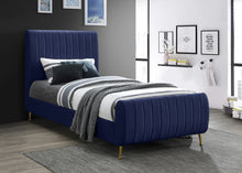 Load image into Gallery viewer, Zara Cream Velvet Twin Bed