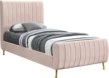 Load image into Gallery viewer, Zara Cream Velvet Twin Bed
