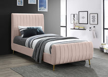 Load image into Gallery viewer, Zara Cream Velvet Twin Bed