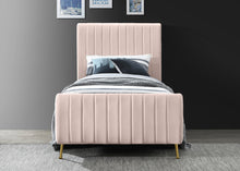 Load image into Gallery viewer, Zara Cream Velvet Twin Bed
