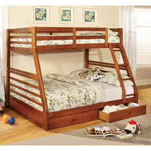 Load image into Gallery viewer, California II Twin/Full Bunk Bed w/ 2 Drawers, Oak Finish