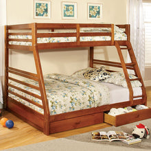 Load image into Gallery viewer, California II Twin/Full Bunk Bed w/ 2 Drawers, Oak Finish