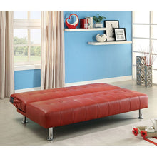 Load image into Gallery viewer, Bulle Leatherette Futon Sofa, Red